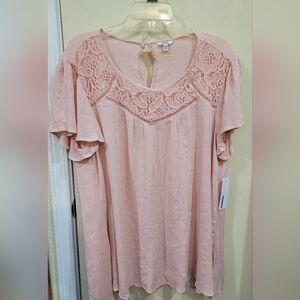 Nwt Shell pink flutter sleeve blouse